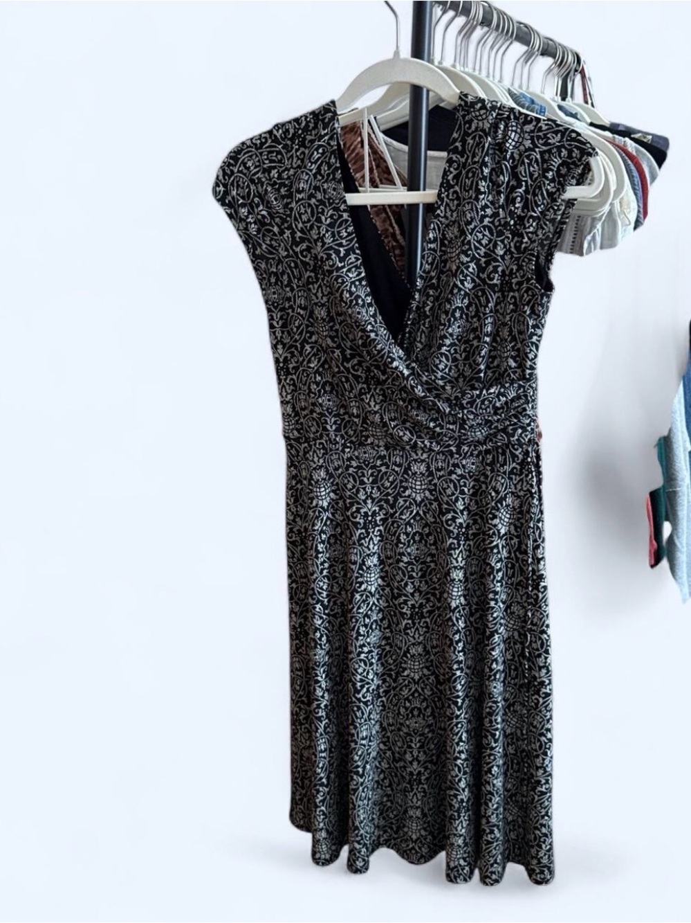 White House Black Market Black & White Midi Dress
